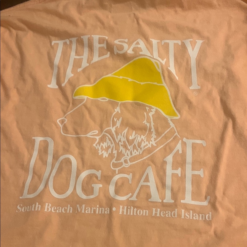 Salty Dog Cafe Hilton Head Peach Orange Long Sleeve T Shirt Size Medium